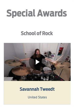 Savannah Tweedt Awarded School of Rock Scholarship