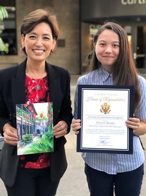 Violet Adams receives honorable mention for painting