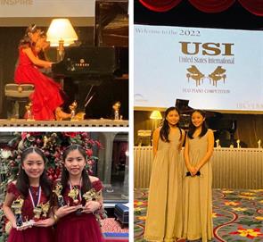 Jennifer Vu and Rachael Vu received first place in the Sibling category at the United States International Duo Piano Competition