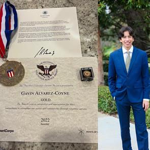 Gavin Alvarez Coyne received the Presidential Gold and President’s Volunteer Service Award