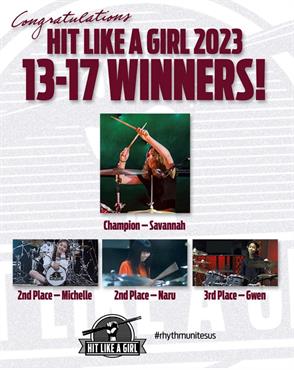 Savannah Tweedt was named the champion of the Hit Like a Girl International Contest for female drummers ages 13-17