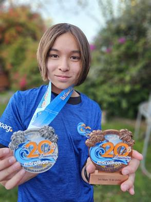 Juneau Foxlin won third place in the OC Marathon for his division