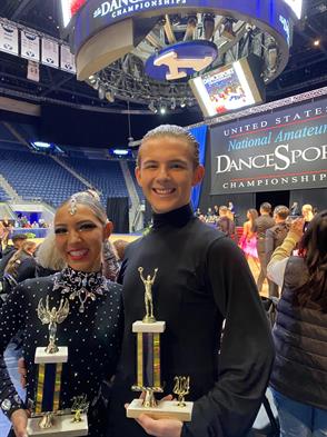 Heather Torres Cancino and Constantin Chekardzhikov placed second overall in the Rhythm Dance category at the 2024 US National Amateur Dancesport Championships