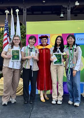 Caroline Kim, Calene Lee, Lana Lee, and Grace Pomerleau were honored at the Girl Scouts of Orange County's Green and Gold Celebration