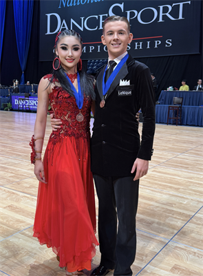 Constantin Chekardzhikov and Selina You placed in the top three at the 2025 US National Amateur Dancesport Championships in the American Smooth Dance Category