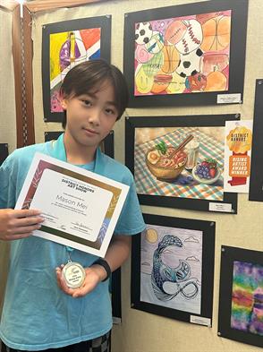 Mason Mei received a Rising Artist Award from Irvine Unified School District (IUSD) for his outstanding artwork